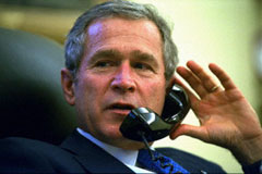 U.S. President George Bush congratulates Senator-elect Mark Pryor, an Arkansas Democrat.