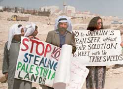 Palestinian Bedouins and left wing Israeli protesting against government plans to evict them