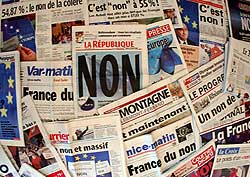 French newspapers show the results of the May 29 referendum