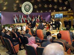 Arab delegates attend the closing session of the 16th Arab League summit