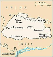 Map of Bhutan 