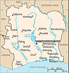 Map of Ivory Coast 