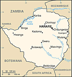 Map of Zimbabwe 